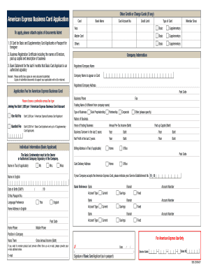 American Express Business Card Application  Form