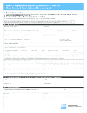 New Account Application New Zealand  Form