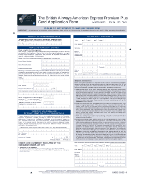 The British Airways American Express Premium Plus Card Application  Form