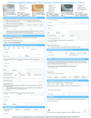 Qantas Application for the Qantas American Express Card  Form