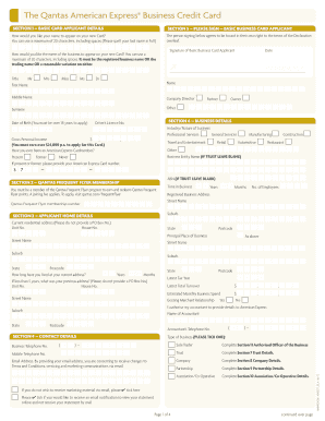 The Qantas American Express Business Credit Card  Form