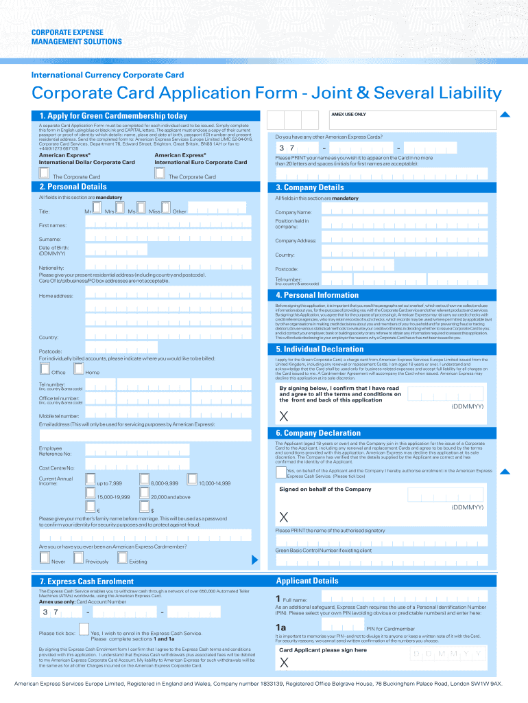 Foreign Exchange American Express  Form