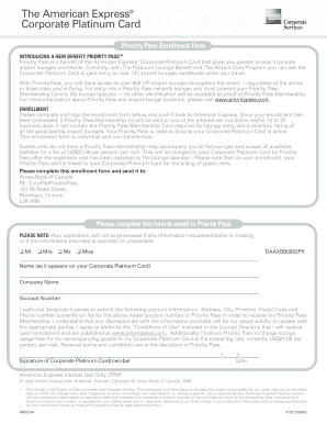 American Express Platinum Priority Pass Form