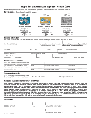 Apply for an American Express Credit Card  Form