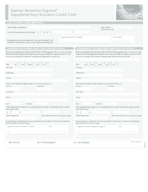 Qantas American Express Supplementary Business Credit Card  Form