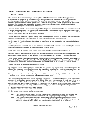 AMERICAN EXPRESS CHARGE CARDMEMBER AGREEMENT 1  Form