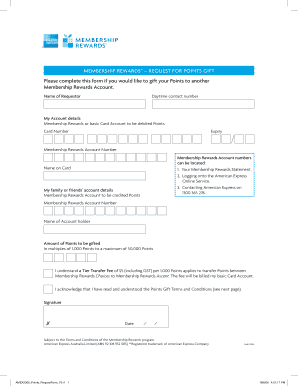 MEMBERSHIP REWARDS REquESt for American Express  Form