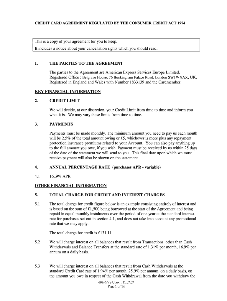Cardmember Agreement Form