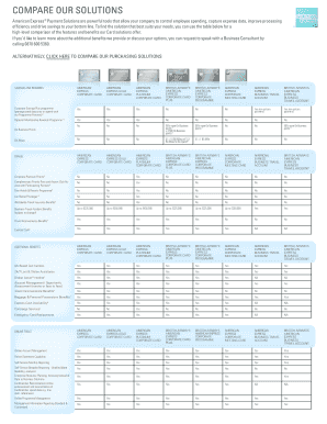 COMPARE OUR SOLUTIONS American Express Corporate Services  Form