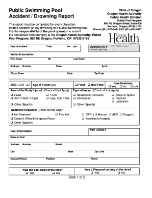 Pool Incident Report Template  Form