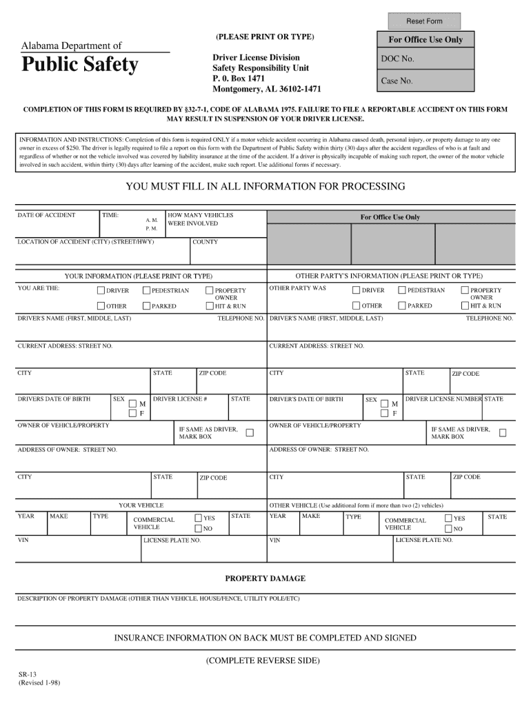 For Alabama Sr 13  Form