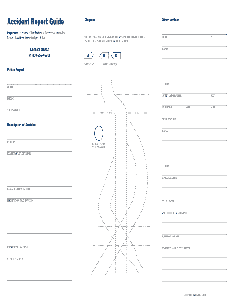  Chubb Insurance Auto Accident Report Form 2001-2024