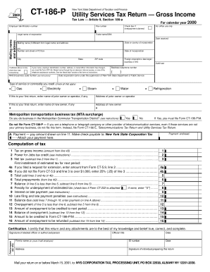 Form CT 186 P , Utility Services Tax Return Gross Income Tax Ny