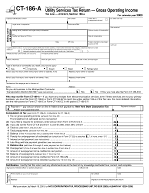 Form CT 186 a , Utility Services Tax Return Gross Operating Tax Ny