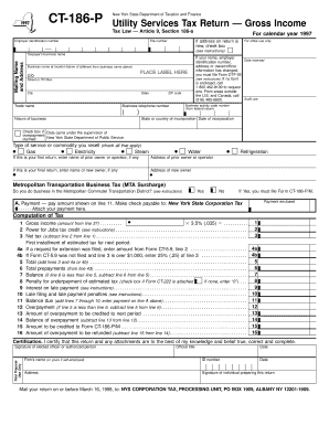 CT 186 P Employer Identification Number Taxpayer&#039;s Business Name New York State Department of Taxation and Finance Utility   Form