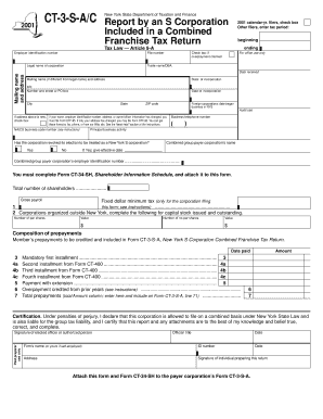 Form CT 3 S AC , Report by an S Corporation Included in a Tax Ny