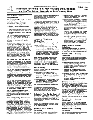 Form ST 810 I May , Instructions for Form ST 810, ST810I Tax Ny