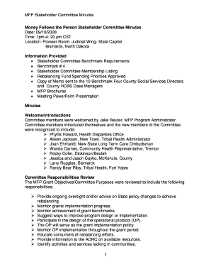 MFP Stakeholder Committee Minutes Money Follows the Person Nd  Form