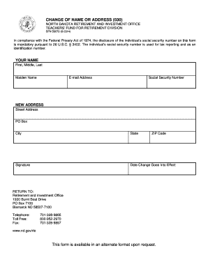 Address Change Forms State of North Dakota Nd