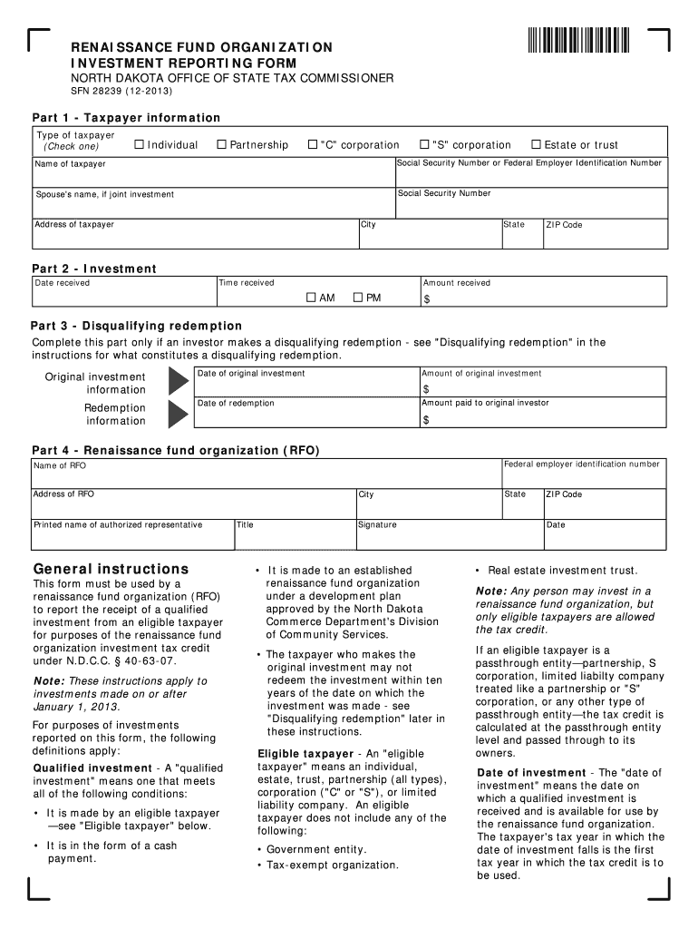 Renaissance Fund Organization Investment Reporting Form Renaissance Fund Organization Investment Reporting Form