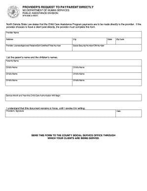 North Dakota Self Declaration Child Care Form