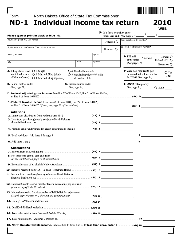 North Dakota Tax Forms Printable