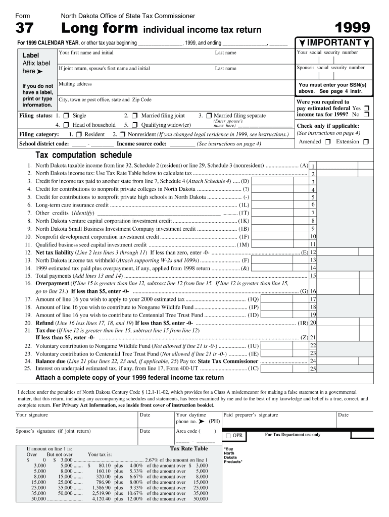 IMPORTANT Tax Computation Schedule Long Form Individual