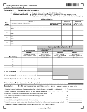 Schedules 3 &amp; 4 for Form 38 Fiduciary Income Tax Return Nd