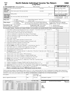 Form 37 Label Affix Label Here If You Do Not Have a Label, Print or Type Information Nd