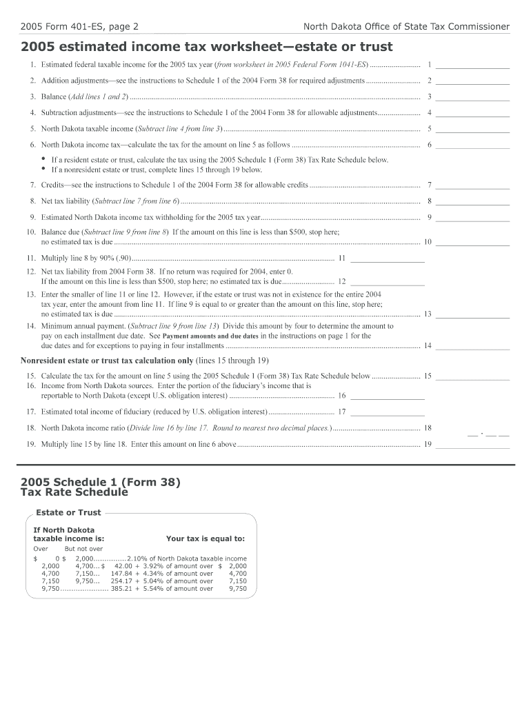 Form 401 ES Estimated Income Tax Estates and Trusts