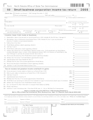 Form 60 Small Business Corporation Income Tax Return Nd
