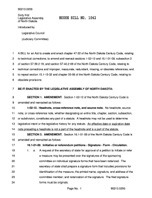 0200 Sixty First Legislative Assembly of North Dakota Introduced by Legislative Council Judiciary Committee HOUSE BILL NO Legis   Form