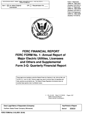 FERC FINANCIAL REPORT FERC FORM No 1 Annual Report of Major Psc Nd
