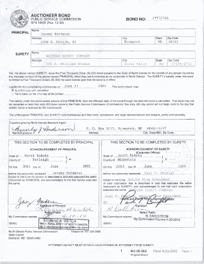 AUCTIONEER BOND Psc Nd  Form