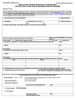 State of North Carolina, Department of Administration APPLICATION Doa Nc  Form
