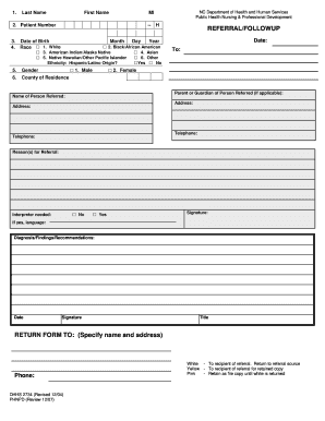Nc Department of Health and Human Services Referralfollowup Forms