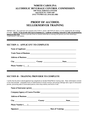 Alcohol Seller Certificate  Form