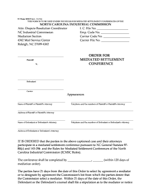 Nc Industrial Commission Msc3 Fillable Form