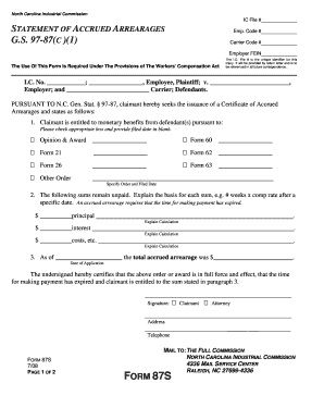 Nc Industrial Commission Form 87s