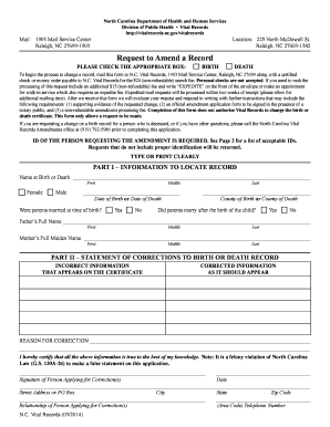 Vitalrecords Nc Gov  Form