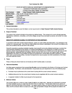 State of North Carolina Purchase and Contract Division NC Gov  Form