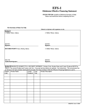 Oklahoma Efs 1  Form