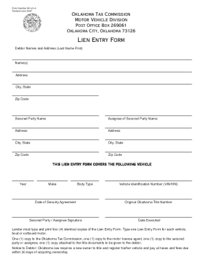 Oklahoma Lien Entry Form