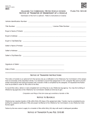 Oklahoma Title Transfer Form