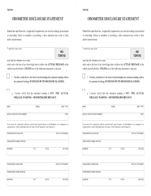 Odometer Disclosure Statement Oklahoma  Form