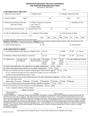 Oklahoma Employment Security Commission Form Oes 3 Fillable
