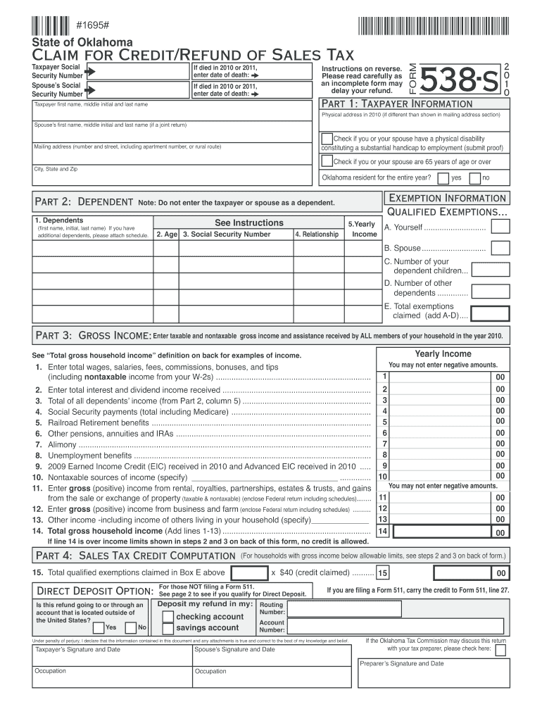Oklahoma Form 538s Fill Out And Sign Printable PDF Template SignNow