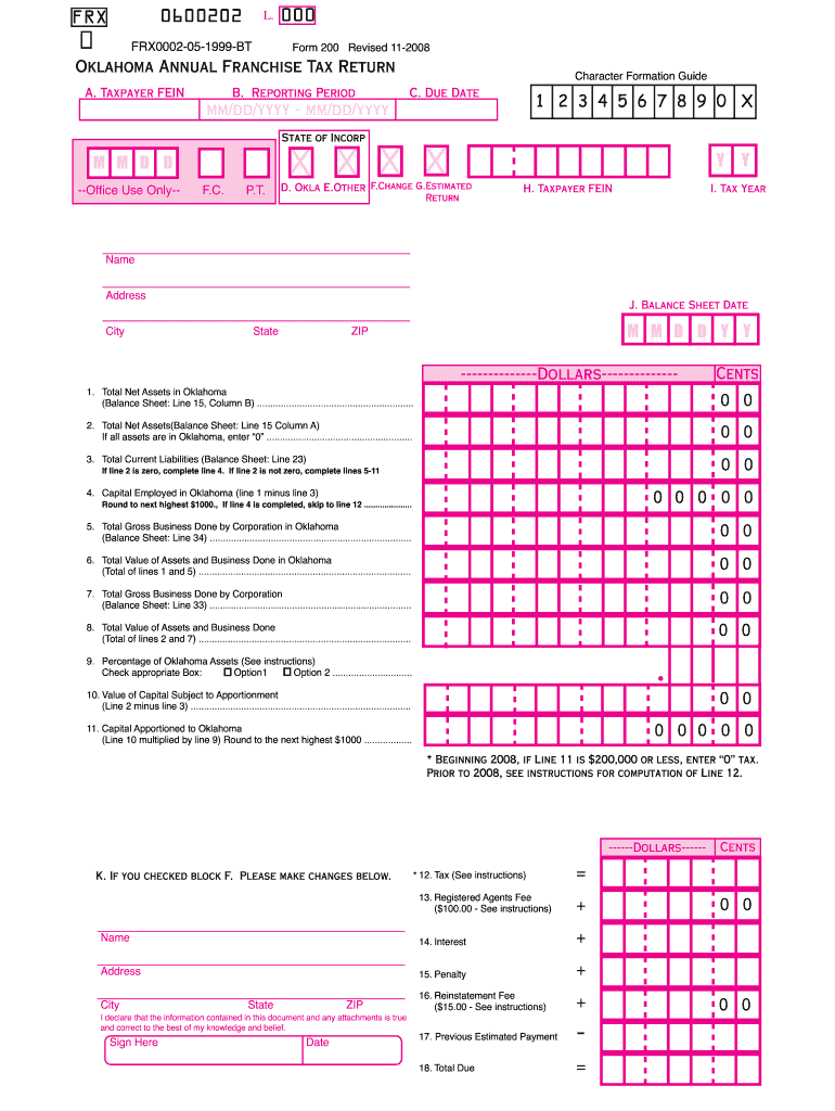  Ok 200 Annual Franchise Tax Return Form 2020