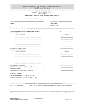 INSTRUCTIONS for PROPERTY REPORT Make Copies of Original Form for Ok