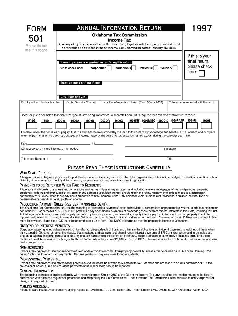Get and Sign Form 501 Oklahoma 1997